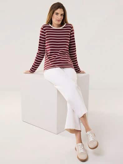 Baumwollshirt Ringelstruktur Chianti/Offwhite