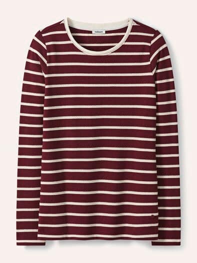 Baumwollshirt Ringelstruktur Chianti/Offwhite