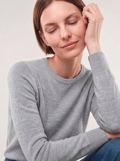 Pullover mit Bündchen im Patentmuster Silber Melange