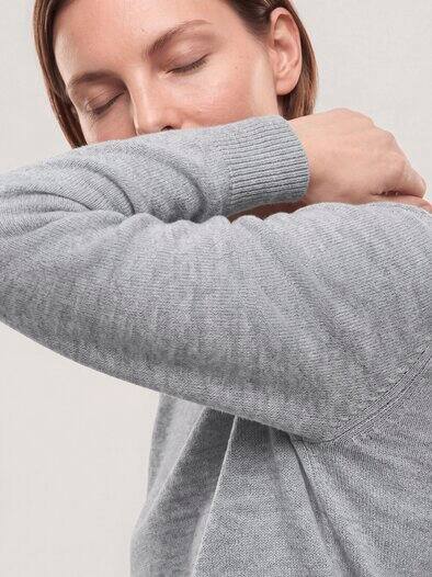 Pullover mit Bündchen im Patentmuster Silber Melange