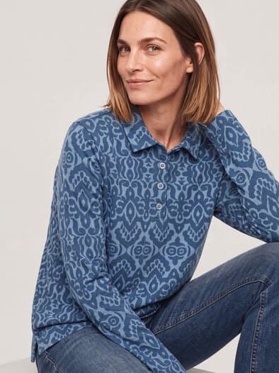 Thermo Winterpolo Druck Blau