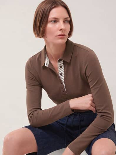 Poloshirt aus Baumwolle Kastanie
