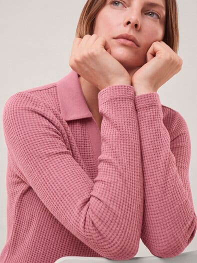 Poloshirt in Strickoptik Rosenholz