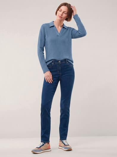 Poloshirt in Strickoptik Smokey Blue