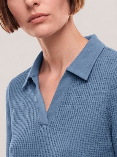 Poloshirt in Strickoptik Smokey Blue