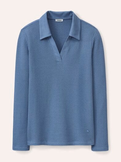Poloshirt in Strickoptik Smokey Blue
