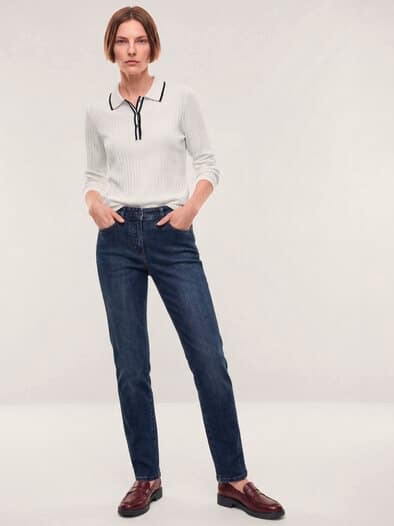 Poloshirt mit Rippenstruktur Offwhite