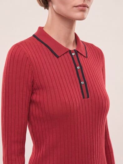 Poloshirt mit Rippenstruktur Dunkelrot