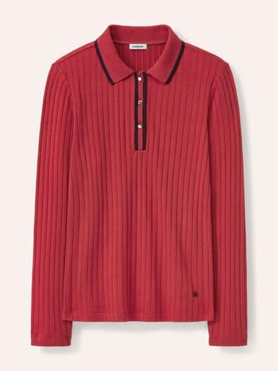 Poloshirt mit Rippenstruktur Dunkelrot