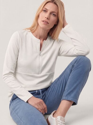 Shirt mit Reißverschluss Offwhite