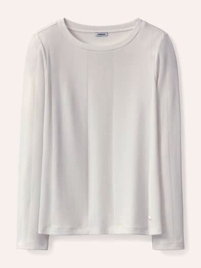 Shirt in Feinstrickoptik Offwhite