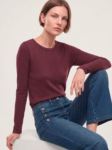 Shirt in Feinstrickoptik Merlot
