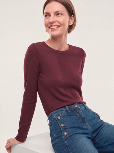 Shirt in Feinstrickoptik Merlot