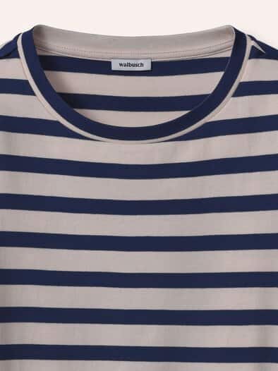 Baumwollshirt mit Ringel Creme/Nachtblau