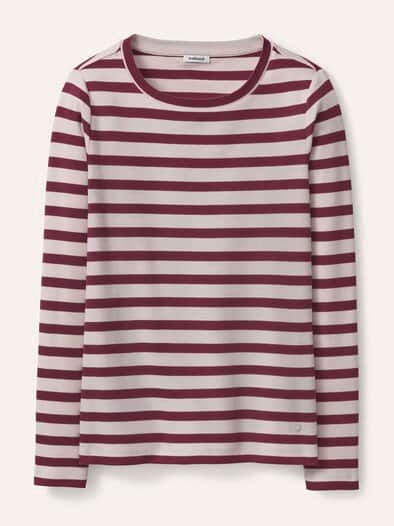 Baumwollshirt mit Ringel Creme/Merlot
