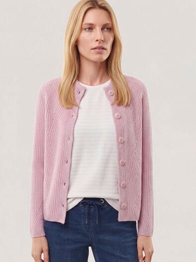 Cashmino Strickjacke Nahtlos Altrosa