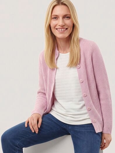 Cashmino Strickjacke Nahtlos Altrosa