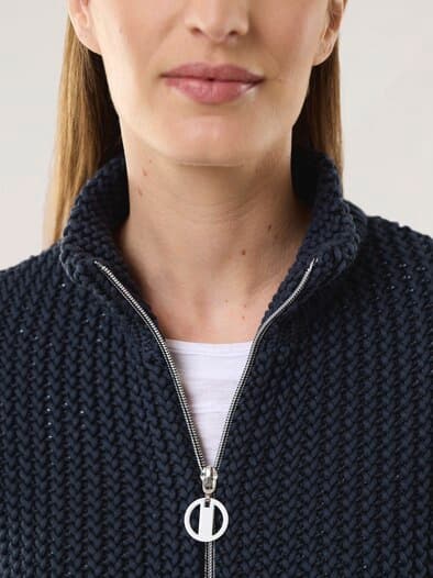 Reliefstruktur-Strickjacke Nachtblau