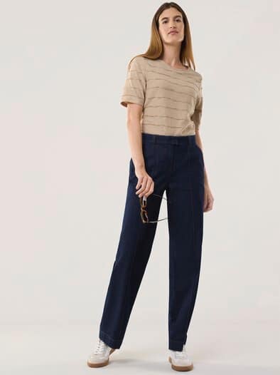 Baumwollshirt Streifenstruktur Sand