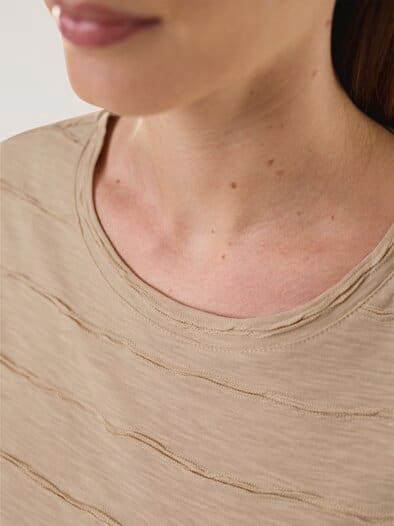 Baumwollshirt Streifenstruktur Sand