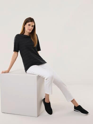 Baumwollshirt Streifenstruktur Schwarz