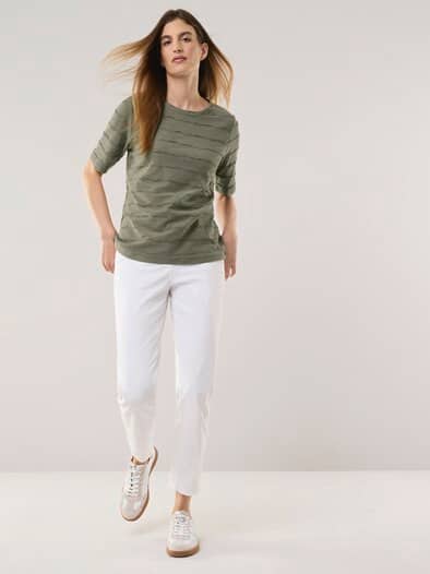 Baumwollshirt Streifenstruktur Khaki