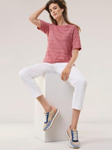 Baumwollshirt Streifenstruktur Rosenholz