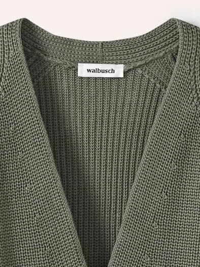 Strickjacke in Patentstrick Khaki