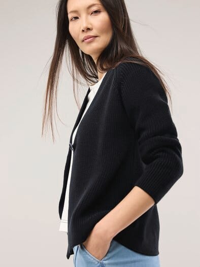 Strickjacke in Patentstrick Schwarz