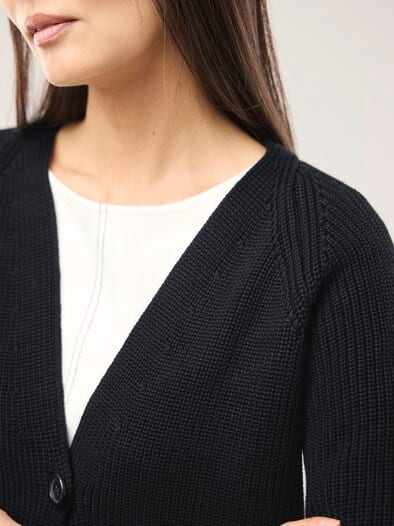 Strickjacke in Patentstrick Schwarz