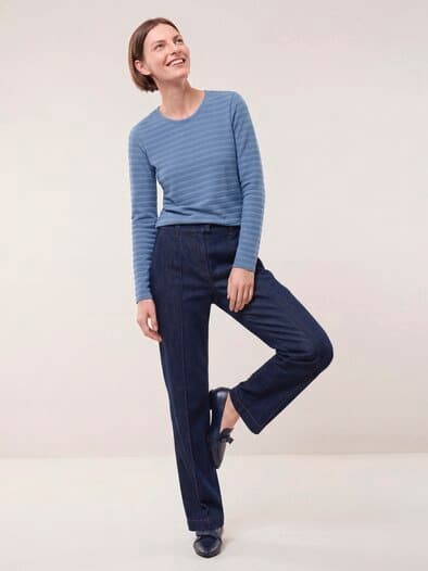 Baumwollshirt Reliefstruktur Smokey Blue