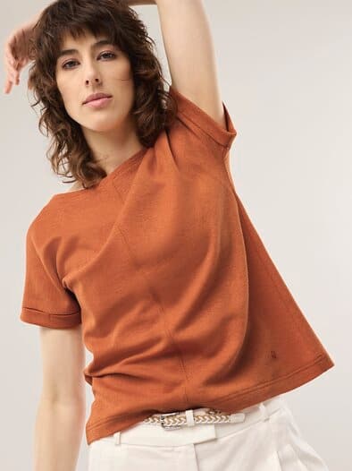 Kimonoshirt Leinenmix Dunkelorange