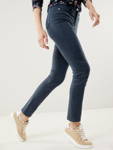 Extraglatt Baumwollhose Jeansblau