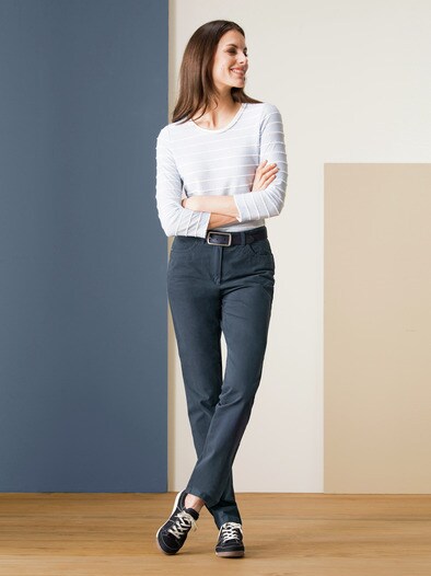 Extraglatt Baumwollhose Jeansblau