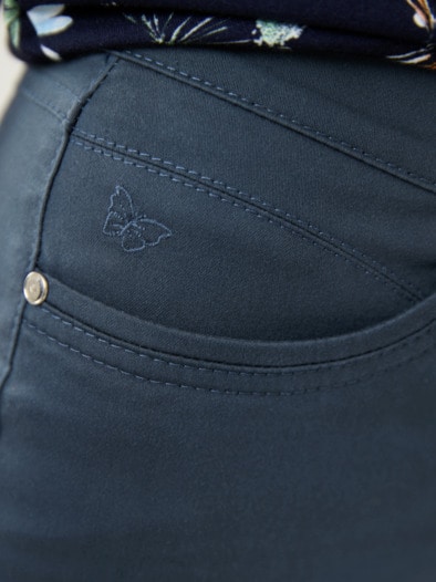 Extraglatt Baumwollhose Jeansblau