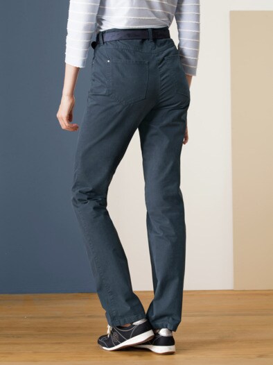 Extraglatt Baumwollhose Jeansblau