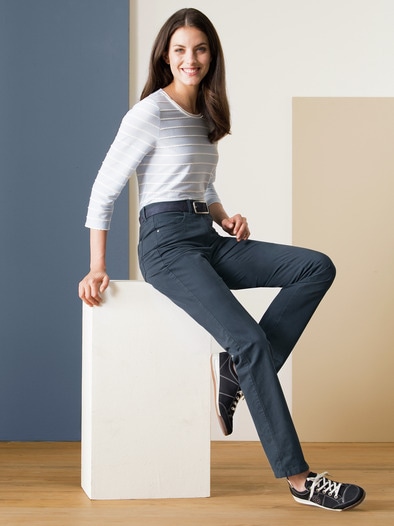 Extraglatt Baumwollhose Jeansblau