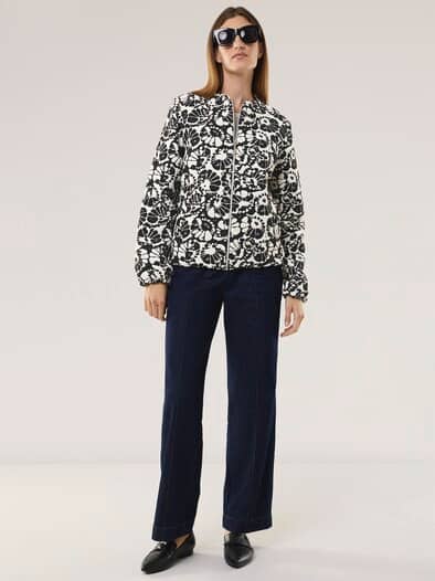 Blouson Blumenjacquard Schwarz/Weiß