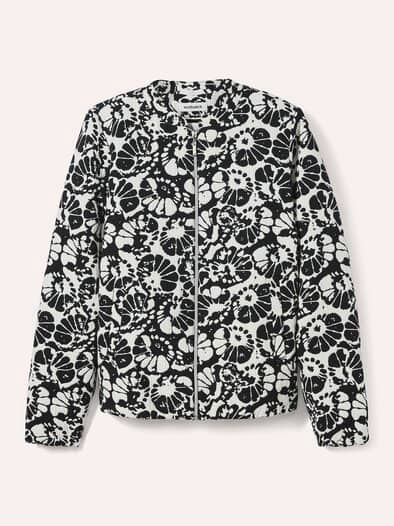 Blouson Blumenjacquard Schwarz/Weiß