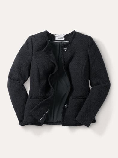 Baumwoll Boucleblazer Schwarz