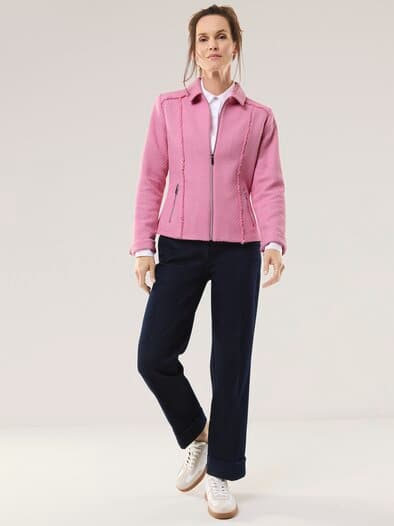 Boucleblazer mit Fransenkante Soft Pink