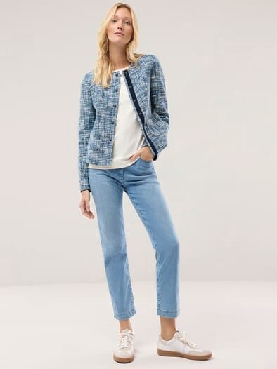 Boucleblazer mit Rundhals Blau