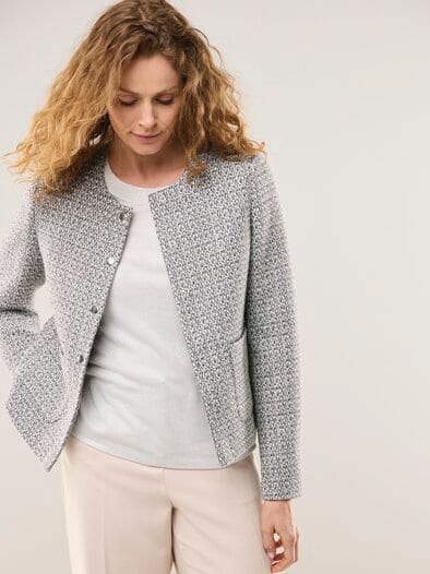 Rundhalsblazer mit Pailletten Antrazit