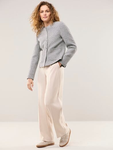 Rundhalsblazer mit Pailletten Antrazit