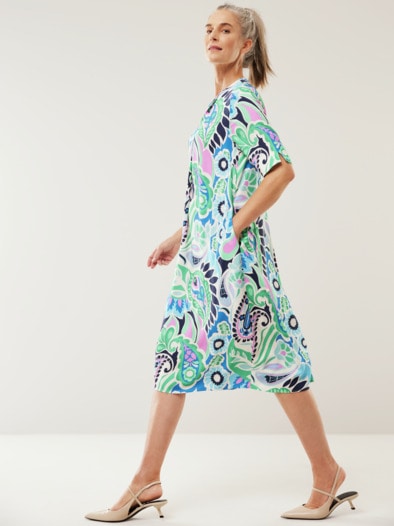 Viskosekleid Paisley Aqua/Multicolor