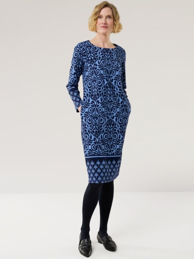 Jerseykleid Ornament Marine/Blau
