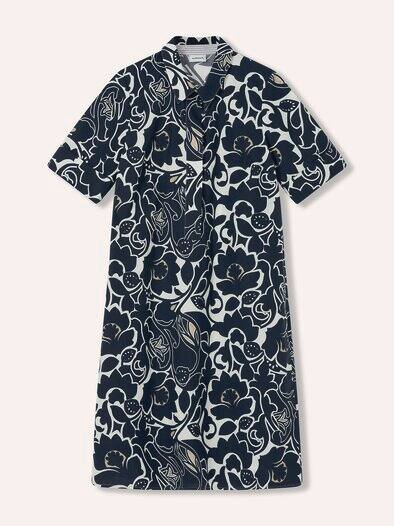 Hemdblusenkleid aus Baumwolle Schwarz/Weiß