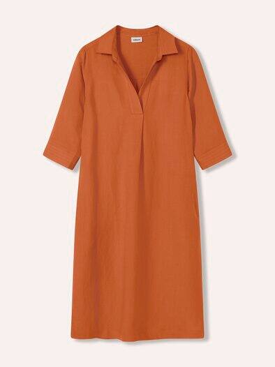Leinenmixkleid Dunkelorange