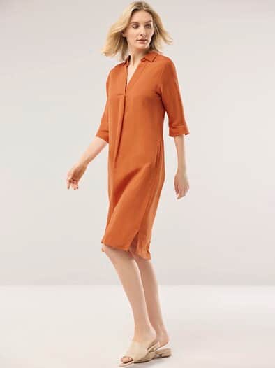 Leinenmixkleid Dunkelorange