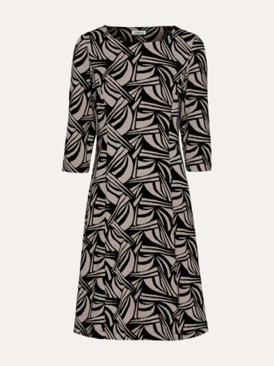 Softjersey-Jacquardkleid Natur/Schwarz